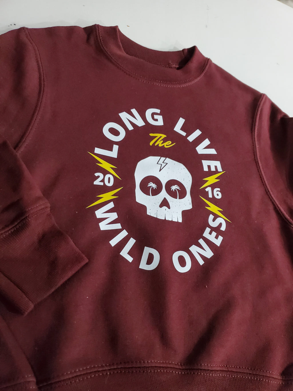 Maroon Long Live the Wild Ones Crewneck