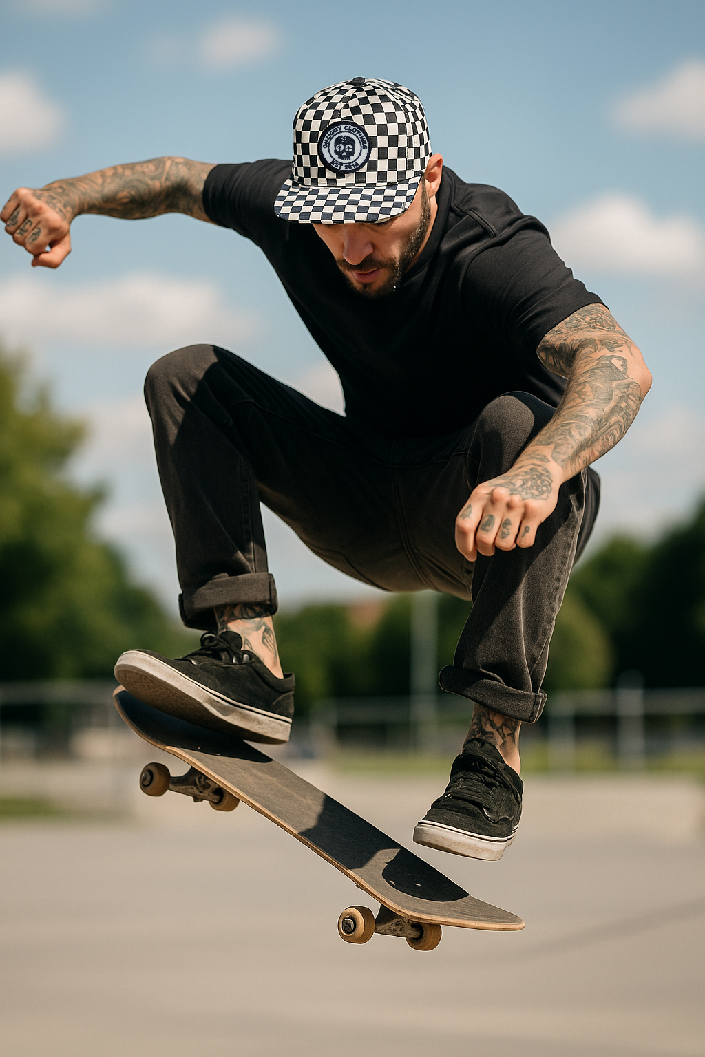Black and White checkerboard hat