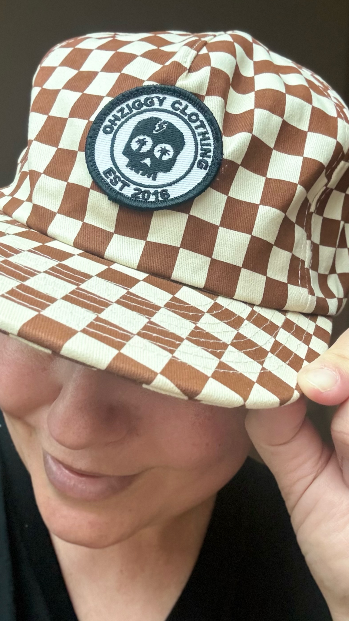 Rust Checkerboard hat
