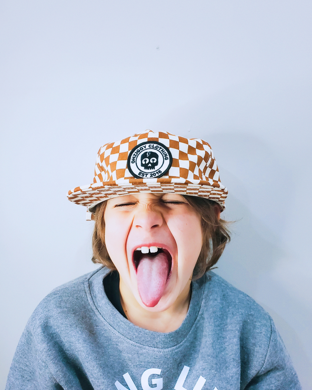 Rust Checkerboard hat