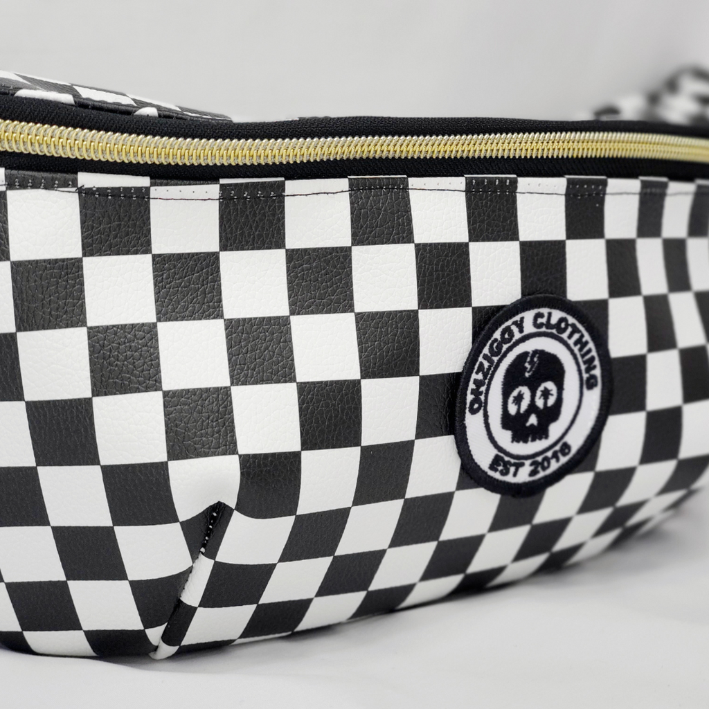 Vegan Leather Checker Beach Bum Crossbody Bag