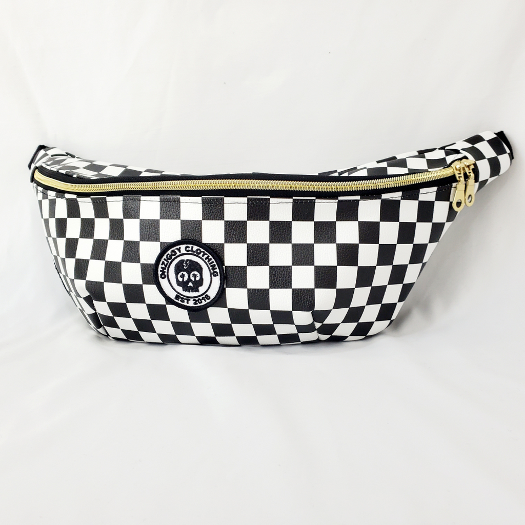 Vegan Leather Checker Beach Bum Crossbody Bag